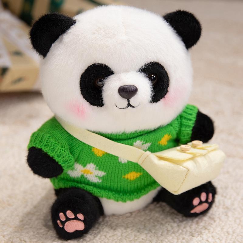 Cute Cute Dressed Panda Doll Plush Toy Black And White Panda Doll Children Accompany Soothing Doll
