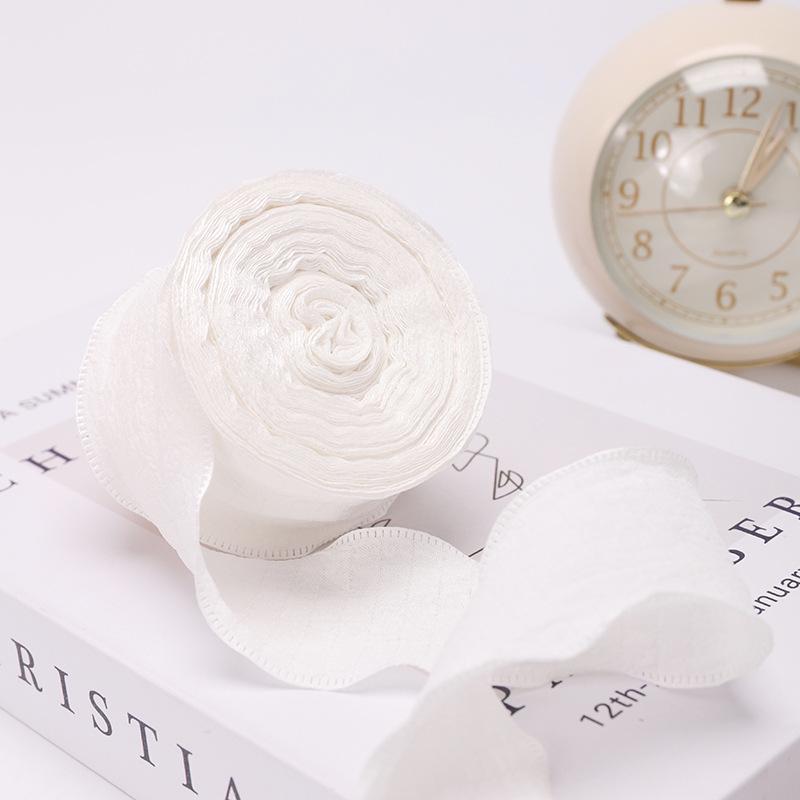 Panglică de In de Calitate Superioară: Volane elastice plisate de 4 cm pentru buchet de Ziua Mamei sau ambalaj cutie tort.