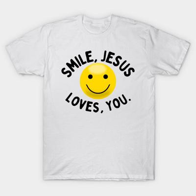 Asian Size Cotton Unisex Tshirt Print T-shirt Smile Jesus Loves You T-shirt No-Cut Print Regular Fit