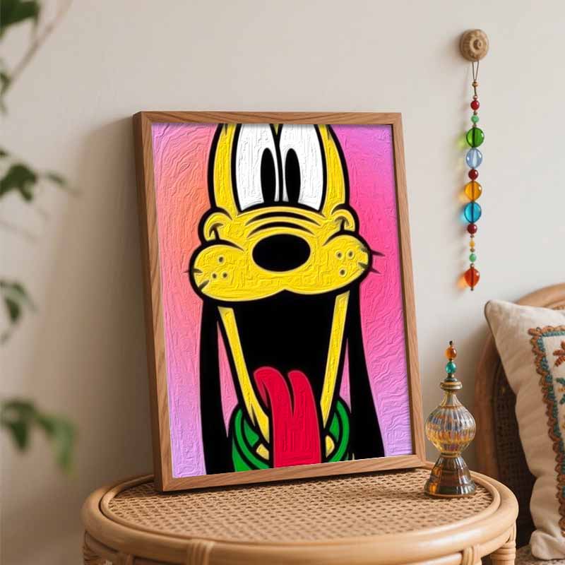 Disney Animation Pluto Dog Digital Oil Painting Diy Handpainted Coloring Painting Home Decoration, Canvas Wall Art for Living Room Decor