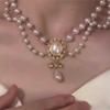 Bowknot Pendant Imitation Pearl Necklace Palace Style Bridal Jewelry Accessories  Gift S