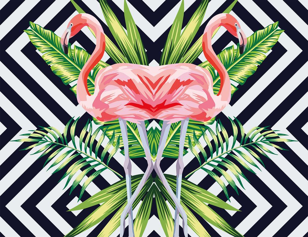 Glasplatte Schneidebrett 52x40 Flamingo