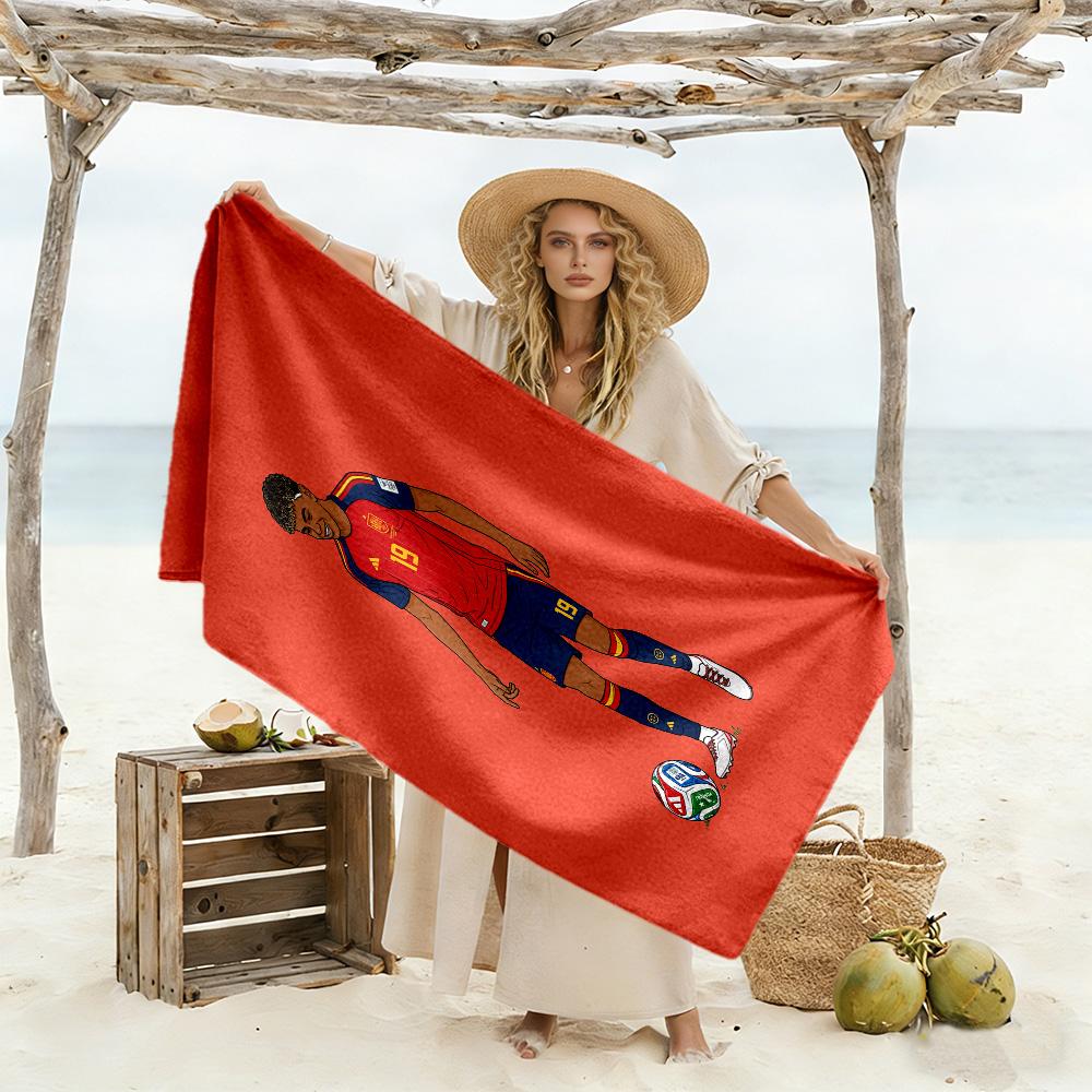 Lamine Yamal Spain Soccer Player Beach Towel Super Soft Microfiber Quickdry Fabric Comfortable Lightweight
