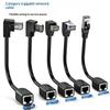 Right Angle CAT6 RJ45 Ethernet Extension Cable 1Pcs Male to Female Elbow for Narrow Space Network Port Extending