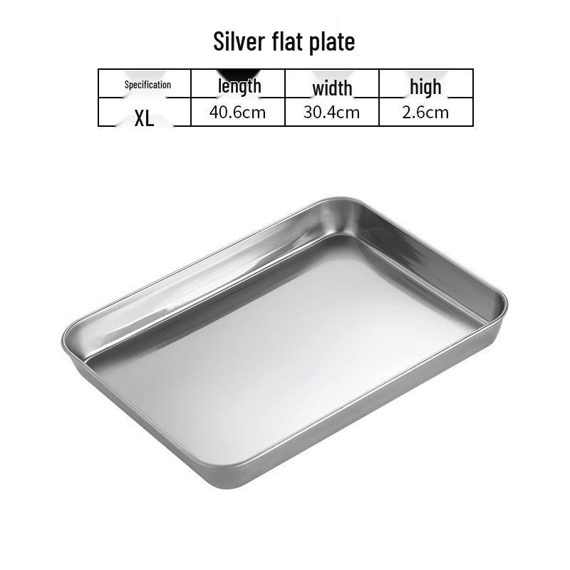 Korean Style Stainless Steel Gold BBQ & Grilling Plate - Versatile Rectangular Tray for Rice, Noodles, Steaming, and Snacks
