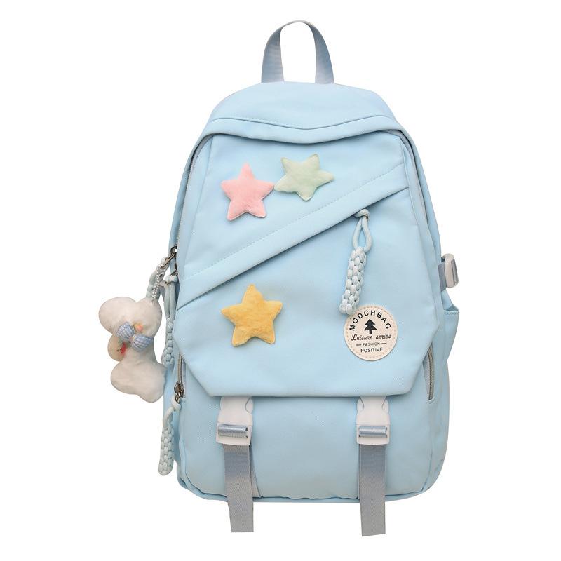 

A Simple and Versatile Backpack for Primary School Girls, Full of Girlish Charm and Youthful Vigor, A Treasure Trove of Backpack Small with pendant and stars
