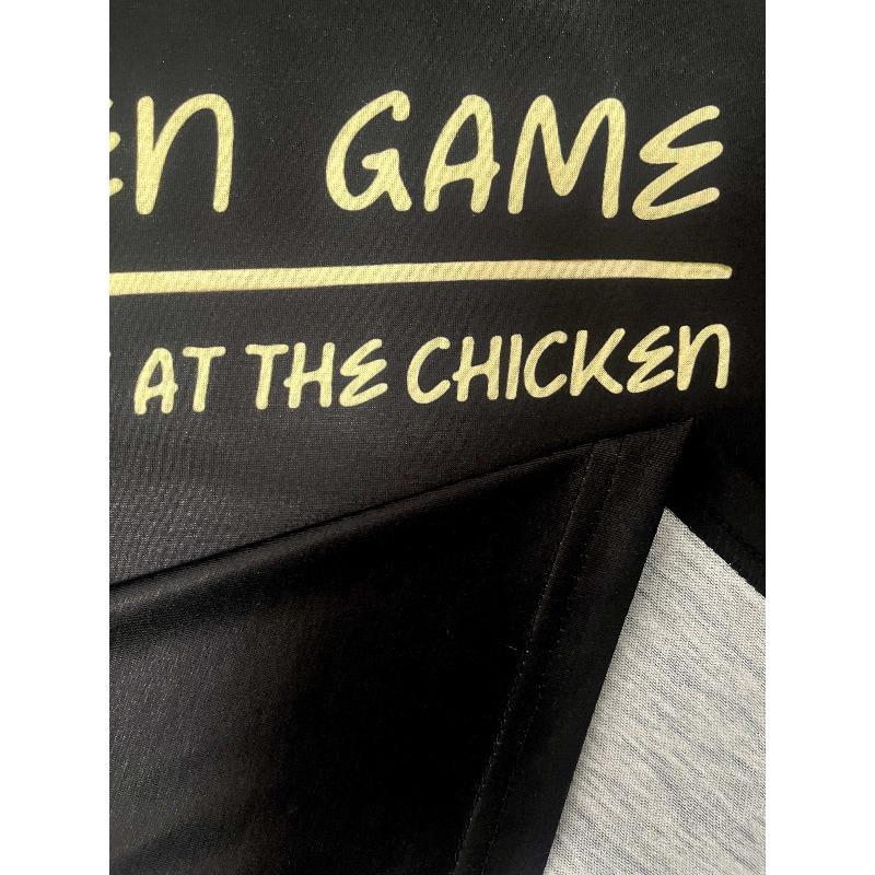 Europäische Größen Lustiges 'Schau Nicht Auf Das Huhn' Herren-T-Shirt - Lässiger Streetstyle, Stretch-Stoff, Rundhalsausschnitt, Sommer-T-Shirt