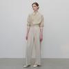 MOMET Leburn Double-Pleated Wide Slacks Ash Beige
