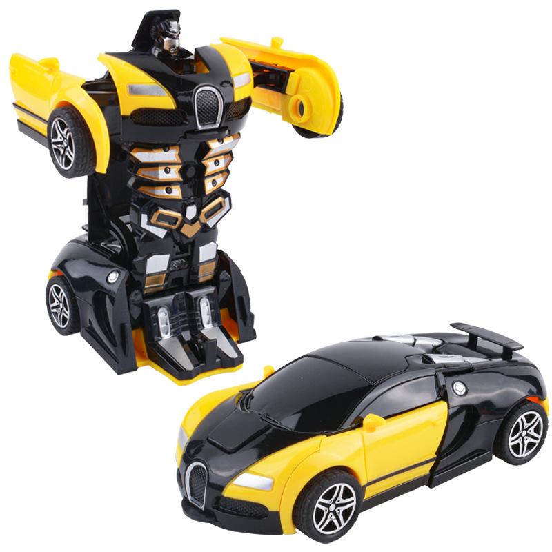 Children's Deformation Toy Car - One-Key Inertia Impact Puzzle Vehicle