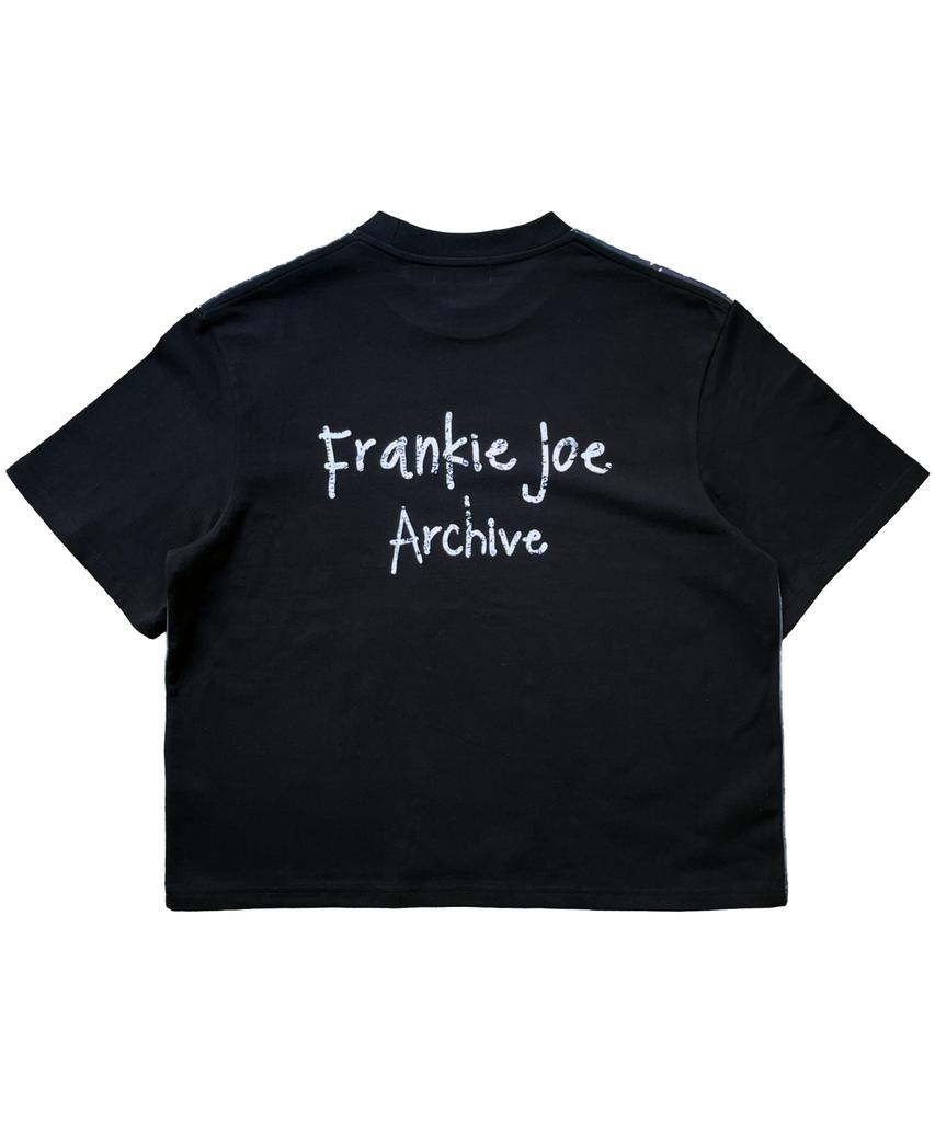 Peulaengkijyoakaibeu Patchwork Print Short Sleeve T-Shirt Black