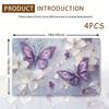 4pcs Linen Placemats Set, Elegant Purple Butterfly & Floral Design, 12x18 Inches - Ideal for Kitchen & Dining Room Decor, Home Gatherings, and Party