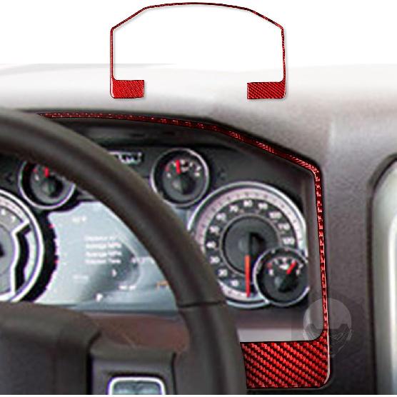 Red Carbon Fiber Dashboard trument Speedometer Tachometer Frame Panel Cover Car Interior Compatible with Dodge Ram 1500/2500/3500 2013 2014 2015 2016