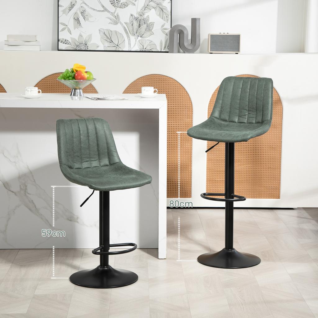 Set of 2 Leathaire Tub Bar Stools - Green