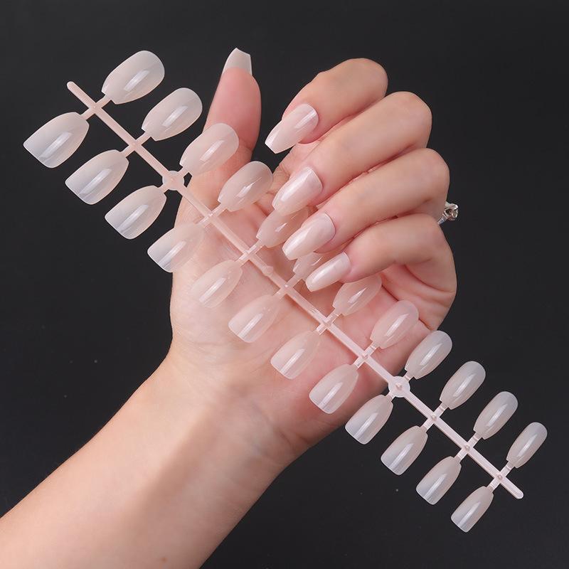 24pcs/set DIY Quick Nails Short Ballet Glossy False Nails Multicolor Strips Finished Wear Manicure