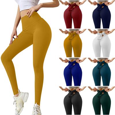 Women's Bow Tight Yoga Pants Printed High Waist Abdominal Lift Buttock Elastic Sports Leggings
