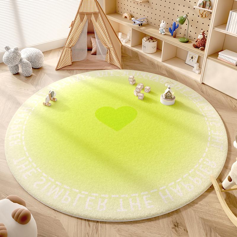 Pink Girl New Round Carpet Children Room Warm Fluffy Soft Decorative Carpets Geometric Love Anti Slip Rug Carpet for Living Room