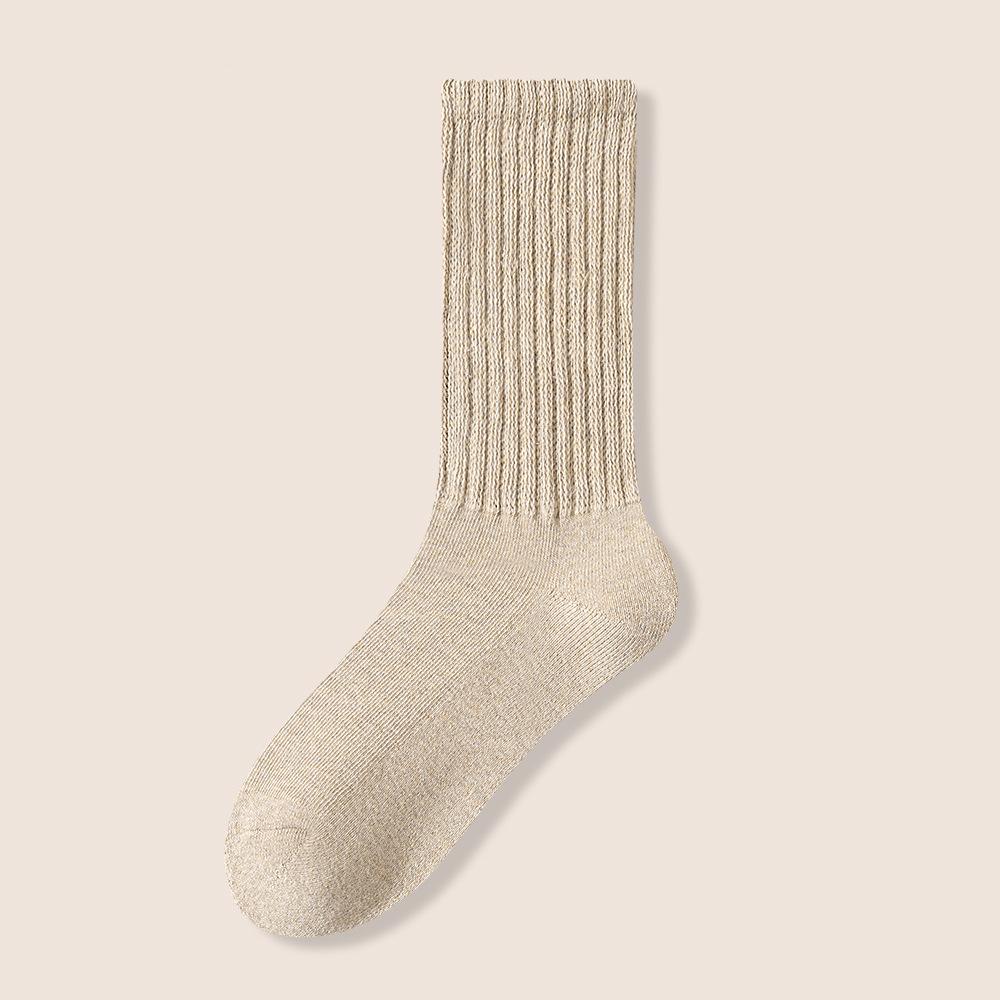 Man' Autumn and Winter Pure Cotton Fleece Vintage Antibacterial Loop Warm Long Socks