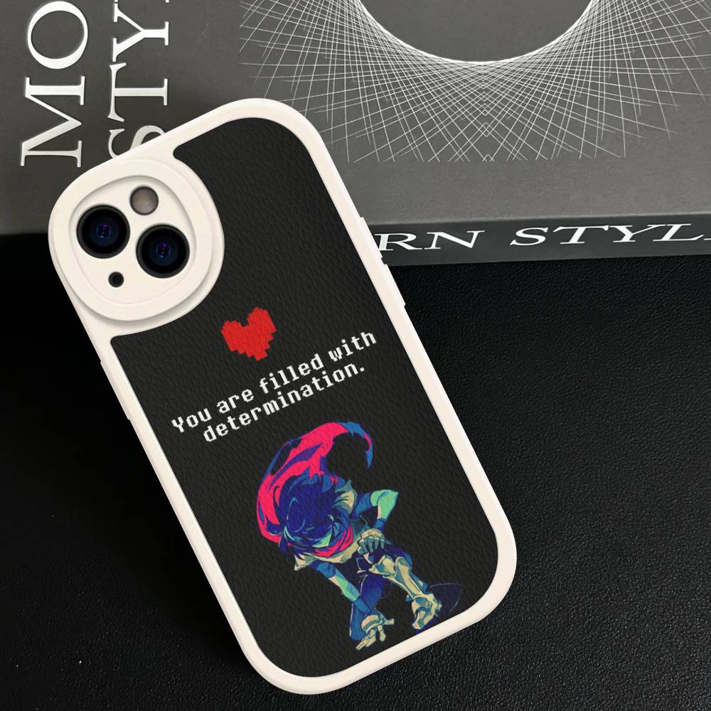D-Deltarune Ralsei Leather Phone Case For iPhone 16 16e 15 14 13 12 11 Pro Max Plus Mini Cover