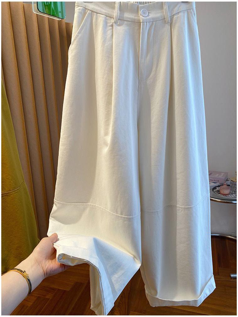 Women's Yellow Wide-Leg Cargo Pants - Summer 2026 Loose Slimming Straight-Leg Balloon Style