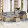 VidaXL 8-Piece Garden Sofa Set with Beige Cushions In Synthetic Rattan 3359109