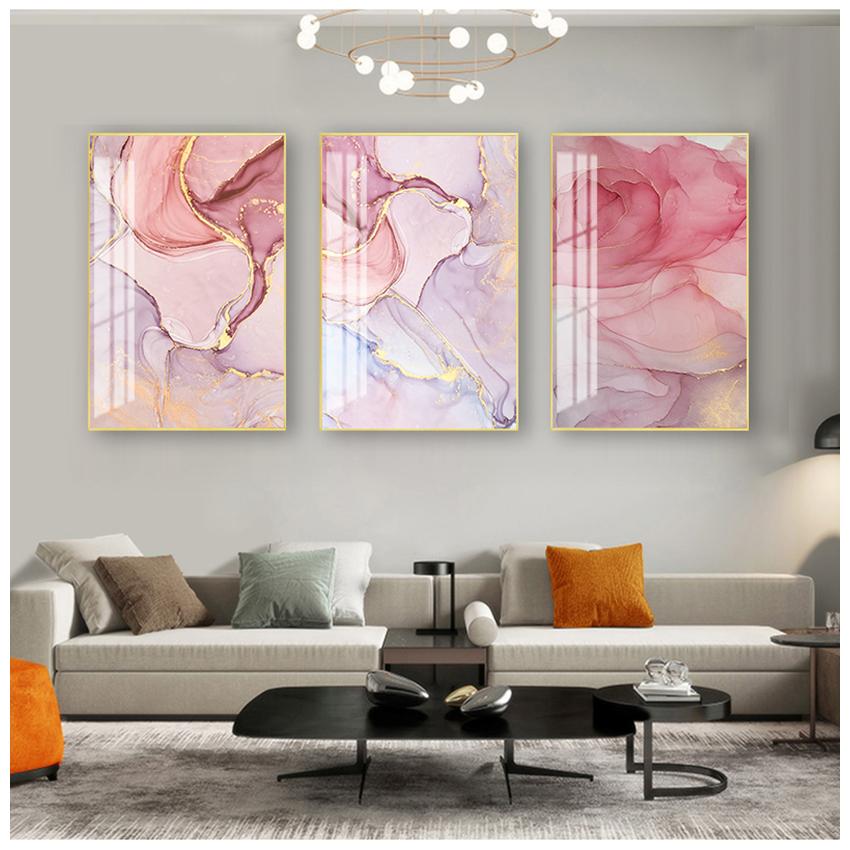 Nordic Print Scandinavian Decoration Picture Modern Abstract Beautiful Colorful Golden Petals Ink Canvas Painting Wall Art