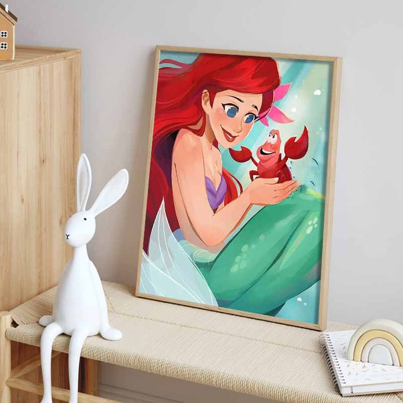 Disney Diamond Painting Ariel and Sebastian's Healing Illustrations 5D Diamond Painting Art Embroidery Cross Stitch Room Decoration