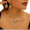 Elegant Gold Plated Alloy Wedding Jewelry Set-Bridal Necklace with Rhinestone for Brides Party & Gift Accessories