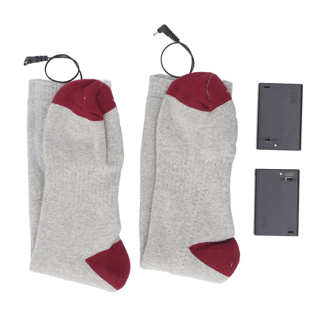 Electric Heated Socks Battery Operated Comfortable Cotton Socks for Winter Travel Camping Cycling Skiing Hiking One Size