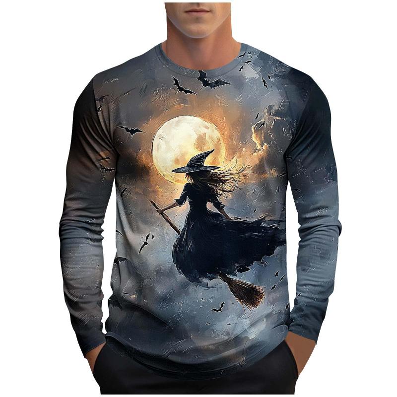 2025 Fall New Casual Fashion Men's Crew Neck Top Wizard and Pumpkin 3D Print Stylish Cool T-Shirt Y2K Clothing