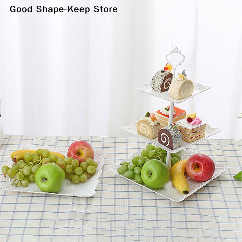 2/3 Tier Cupcake Stand PP Dessert Tower Serving Tray for Fruit Tea Party Baby Shower Wedding Christmas Party - Pastel Colors