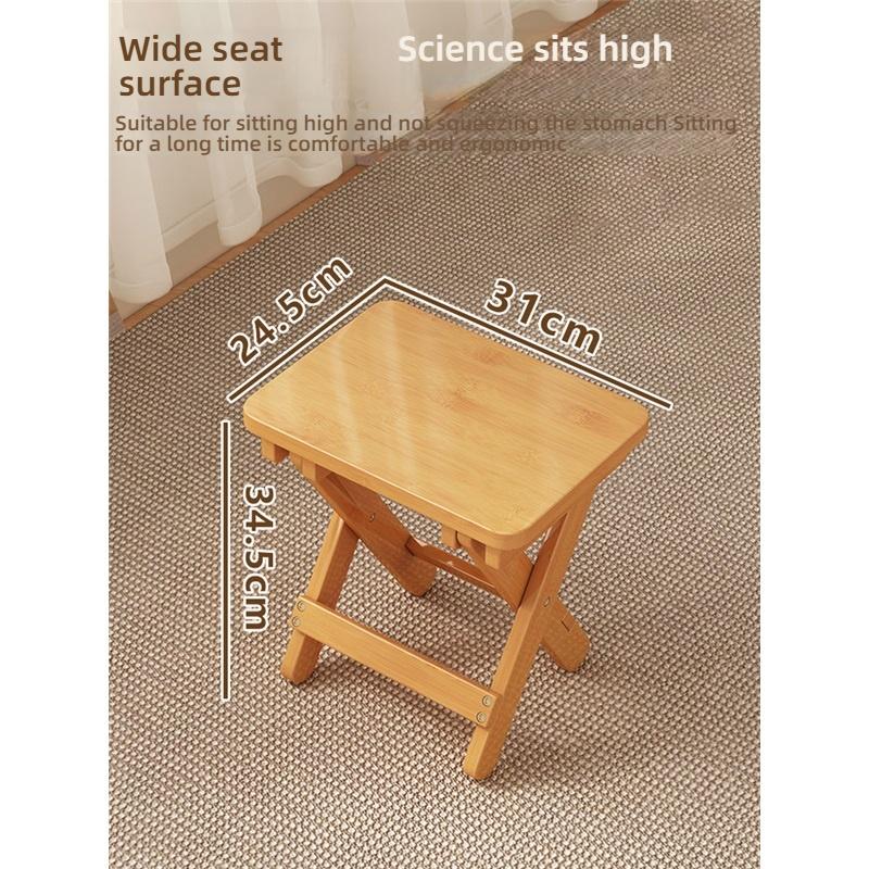 Household Foldable Horse Stool, Solid Wood Wear-resistant Low Stool, Comfortable Sitting Bench for Indoor Use