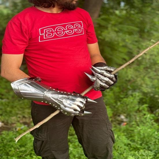 Перчатки Броня Рукавицы Хэллоуин Косплей Аксессуары Хэллоуин Ролевая игра Костюм Ларп — фото 7