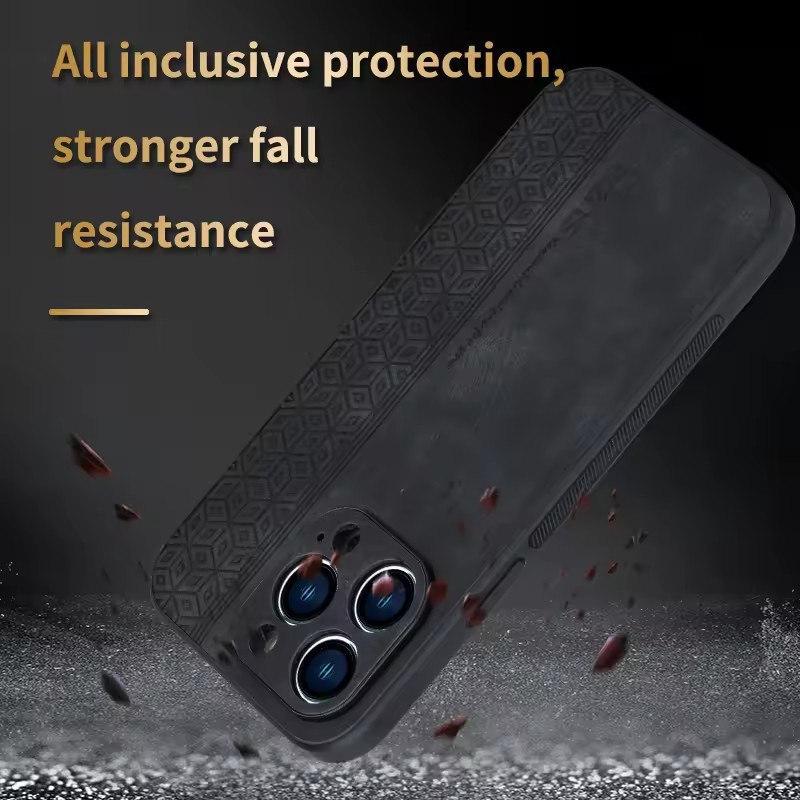 Business-style Drop-proof Leather Case - Compatible with iPhone 16/15/14/13/12/11 Pro Max XS Max XR X Plus Ultra-thin Luxury Cover