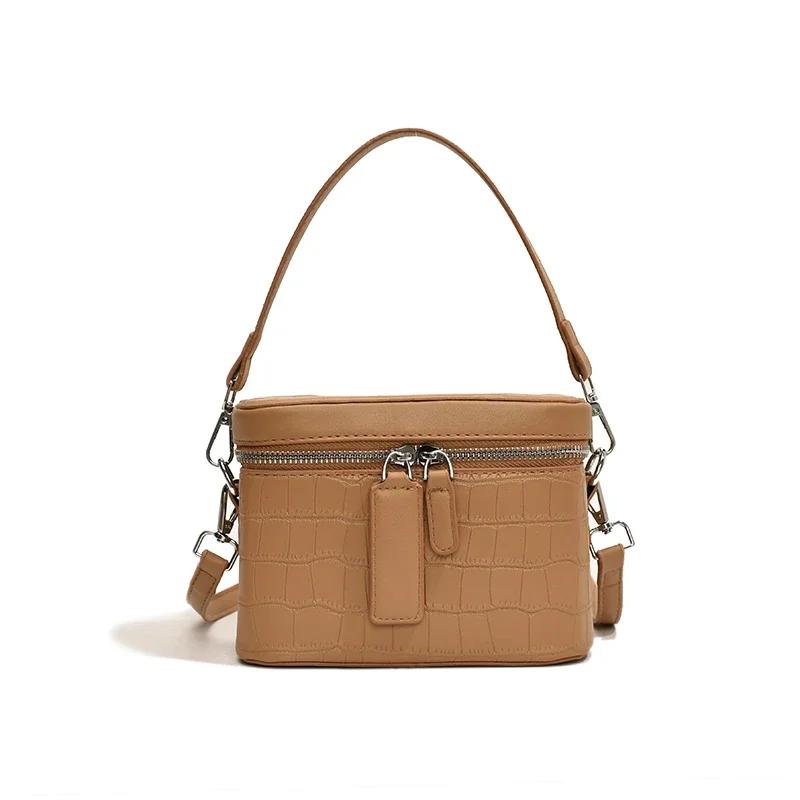 Damen Henkeltaschen mit solidem Reißverschluss klassische Freizeittaschen Umhängebox-Taschen