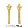 MamacitaSlay 316L Stainless Steel Pearl Flower Tassel Earrings Wedding Waterproof Jewelry Women's Elegant Statement Earrings