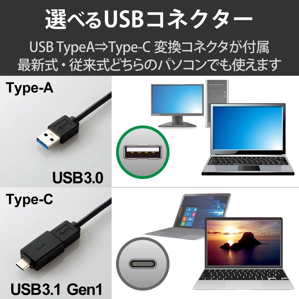 ELECOM Wired LAN Adapter, USB-A to USB-C Converter, 2.5Gbps Support, Black, EDC-QUA3C-B