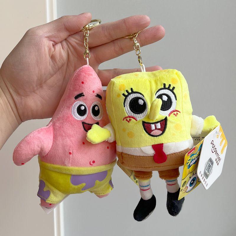 SpongeBob And Patrick Star Plush Keychain Cute Soft Stuffed Toy Pendant For Backpack Bag Decoration Gift