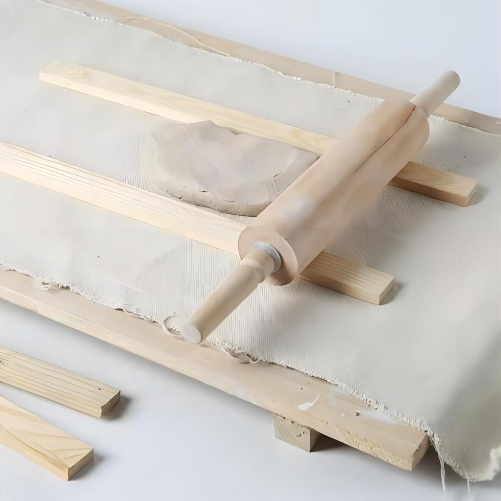 Pottery Thickness Guides Kit - 10pc Wooden Slabs Set for Polymer Clay, Ceramics & Baking - Multi-Size Rolling Pin Spacers