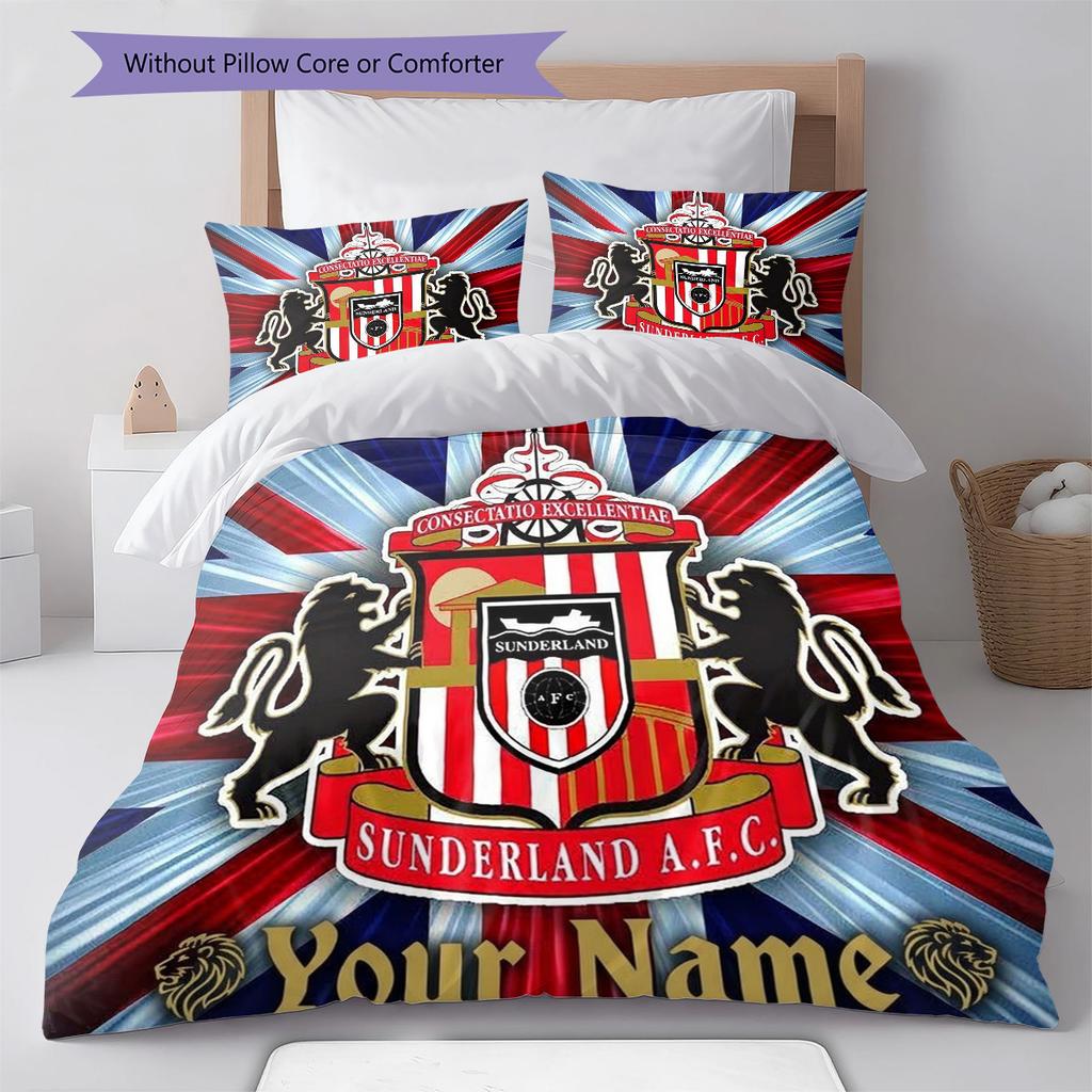 Sunderland Afc Crest Custom Name Pattern Bedding Quilt Set Quilt Cover Pillowcase Home Birthday Gift(1 * duvet cover + 2 * pillowcase, without core)