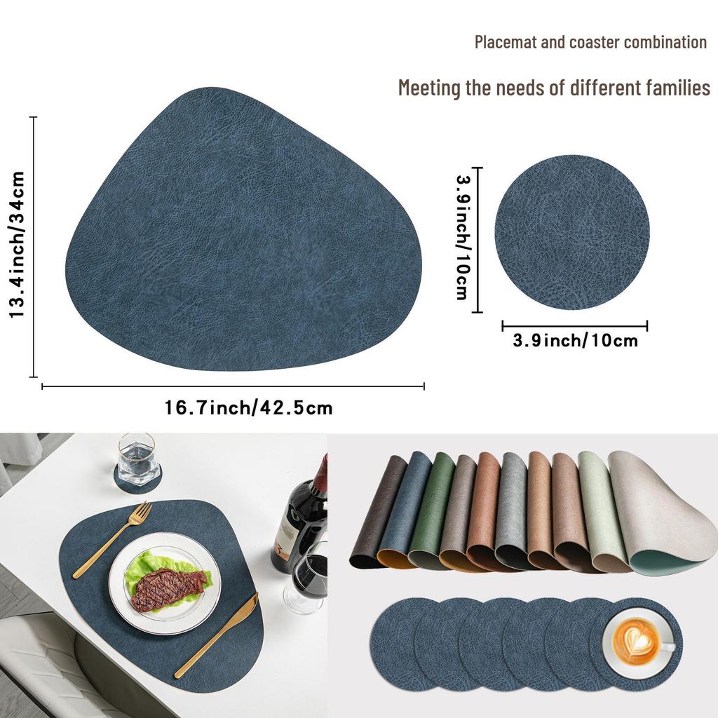 Water Drop Cowhide-Style Double-Sided Placemat: Anti-Scalding Heat Insulation Coaster, Ins Style.