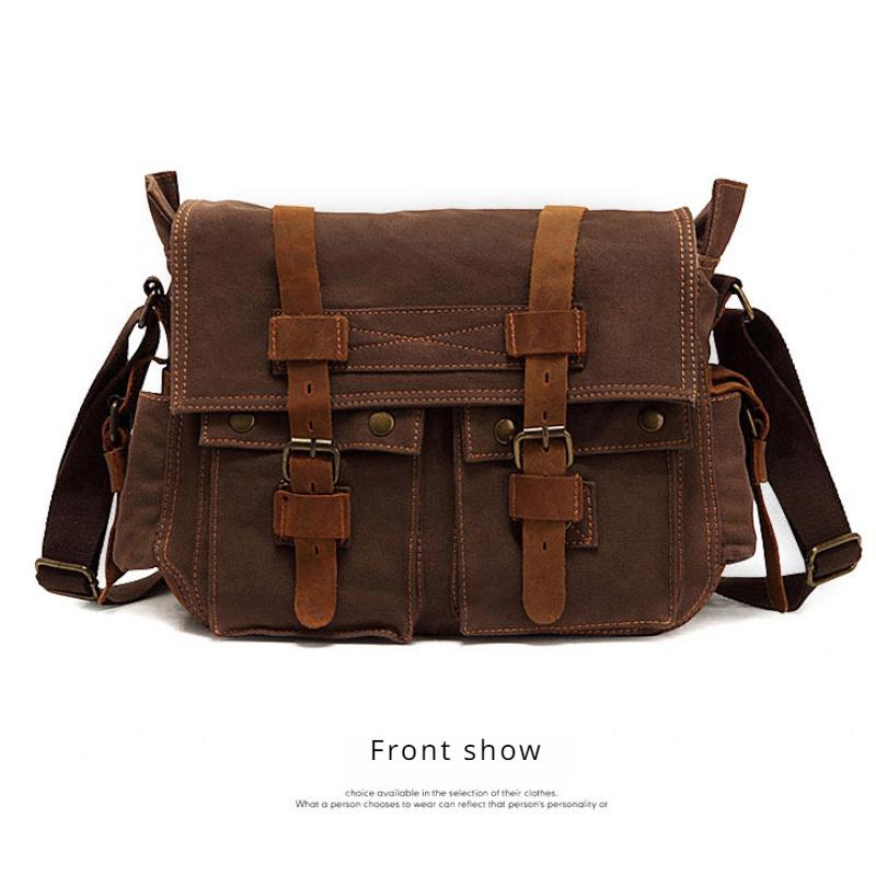 Retro Men's Canvas Shoulder Bag European American Style Men's Crossbody Bag Outdoor Casual Knapsack Father's Day Present