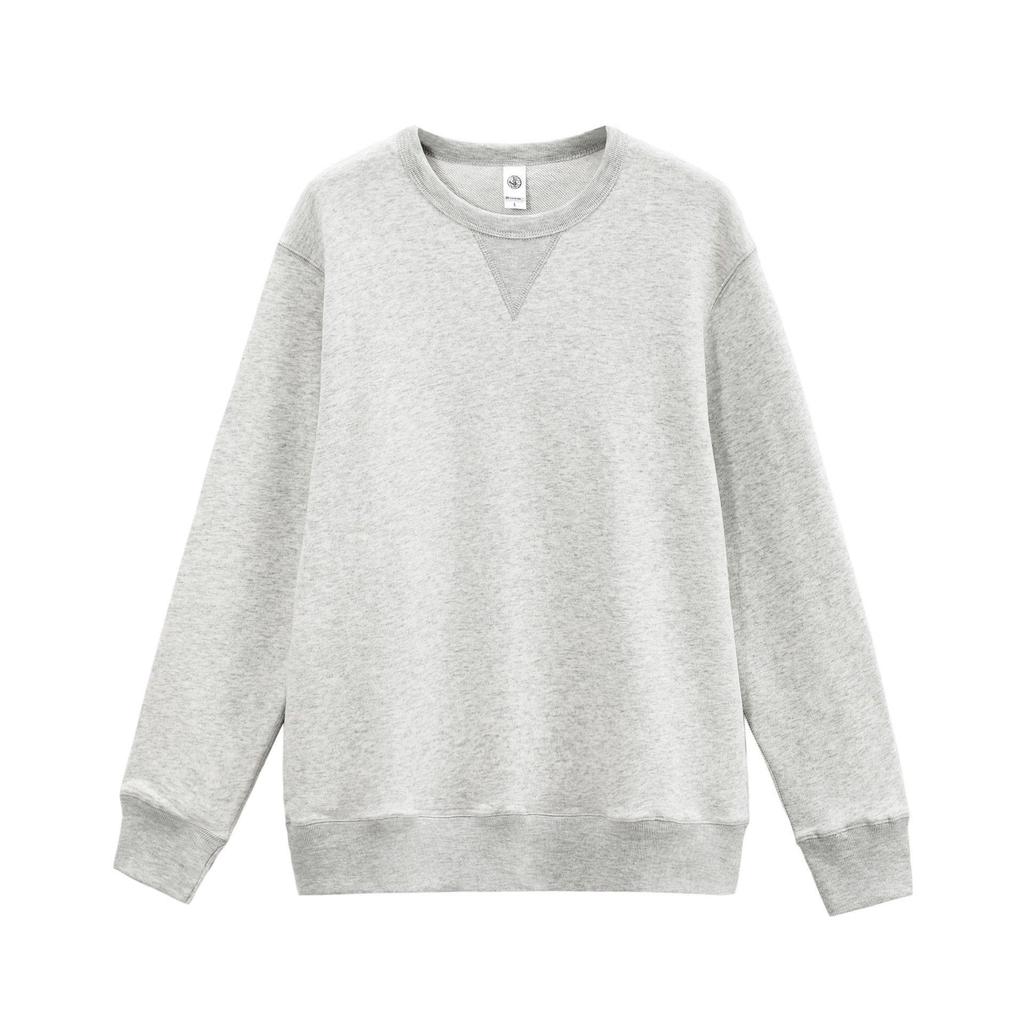 Herren Locker Geschnittenes Dickes 380g Reiner Baumwolle Sweatshirt - Warm, Einfarbig, Kapuzenloser Pullover für Herbst/Winter, Unisex.