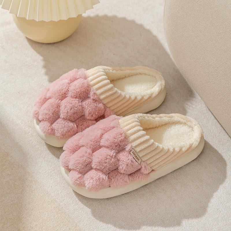 Cixi Cotton Slippers Season Couple Home Indoor Confinement Shoes Non-slip Warm Plush Cotton Slippers