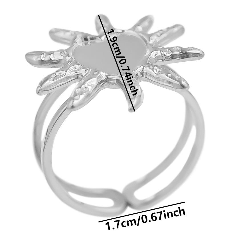 Geometric Round Oval Heart Blank Base Settings DIY Stainless Steel Rings For Women Men Accessories Adjustable Open Ring Jewelry