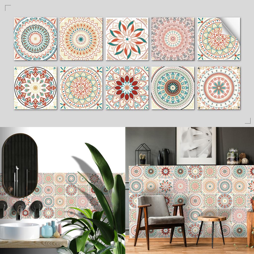 Nordic Tile Art Wall Sticker Kitchen Bathroom Waterproof And Oil-Proof Wallpaper Self-Adhesive Crystal Film Tile Sticker