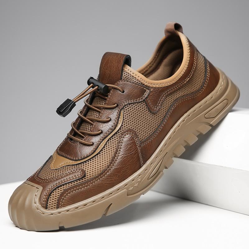 FashionNew Designer Mesh Beach Sandals for Men Fashion Casual Summer Autumn Leather Shoes Male Soft Sole Solid Color Loafers Men