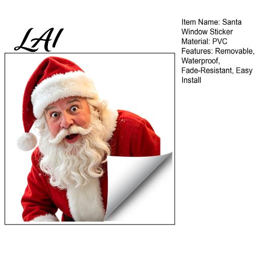Large Santa Window Poster Creative Claus Static Cling Glue‑Free Christmas Glass Sticker Waterproof Seasonal Decorations Reusable Holiday Decor for