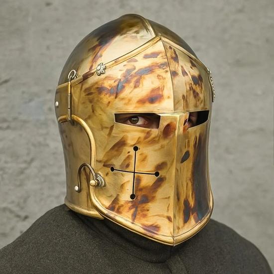 Mittelalterlicher Barbuta Helm 18 Gauge Stahl Ritterrüstung Visierter Commando Helm für Cosplay, LARP Sammlergeschenk