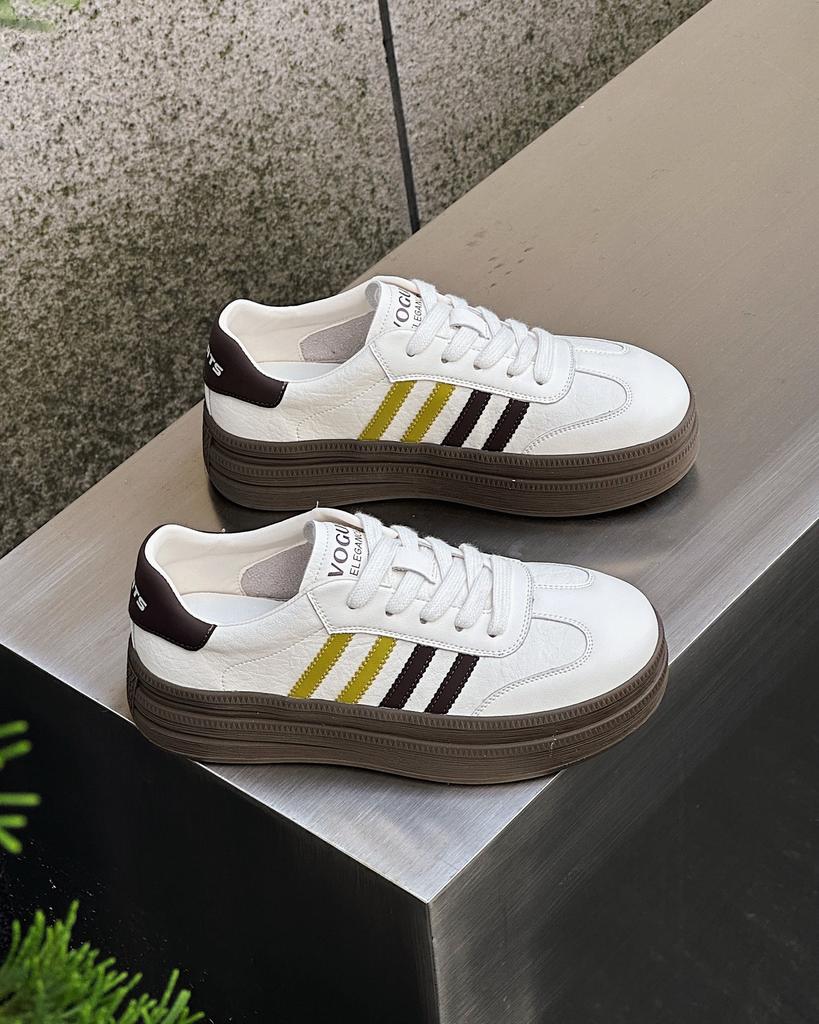 Leather German training white shoes women's 2025 autumn new thick sole heightening fashion versatile light leisure sports