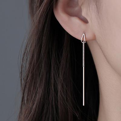 Hängeohrringe mit langem Hänger für Damen, goldfarben, Zirkonkristall, Piercing-Fädler, Ohrschmuck, Ohrzubehör